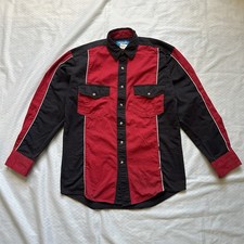 Wrangler Western Shirt Mens Small Pearl Snap Block Red Black Aztec Southwestern
