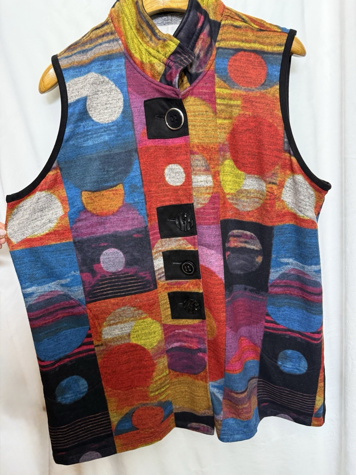 John Mark Multicolor Geometric Button-Front Knit … - image 11