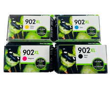 GENUINE 4-PACK HP 902XL BLACK  COLOR INK OFFICEJET 6974 6975 NEW 8/2026 