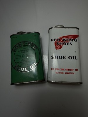 Vintage Red Wing Shoe And Nor-V-Gen Oil Tin 8fl Oz (empty) LOT