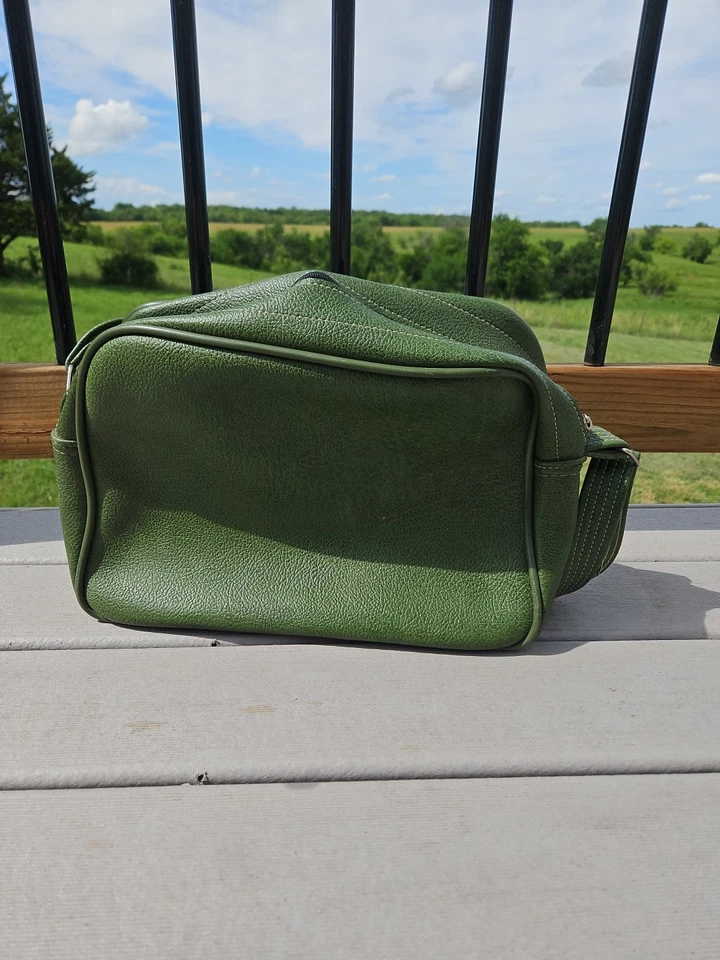 Cartera/bolso de transporte vintage retro de vinilo verde MCM de los años 60 Foto 4 de 4