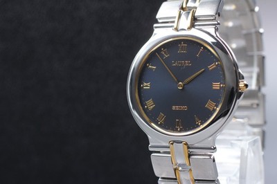 Vintage 1992 Seiko Laurel 5A54-0270 Bicolor Roman Quartz Mens Watch From JAPAN