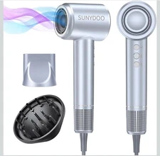 (Black) Hair Dryer with Diffuser and Nozzle,High Speed Hair Dryer (Black)