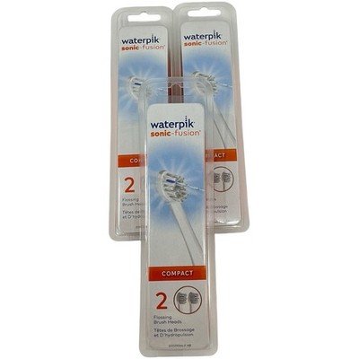 Lot of 3-Waterpik Sonic-Fusion Replacement Flossing Compact Brush Heads 2-Pack