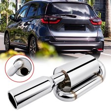 For Honda Fit Jazz Jdm Twin Loop Exhaust Muffler Resonator Pipe Tip 2.5 Inlet