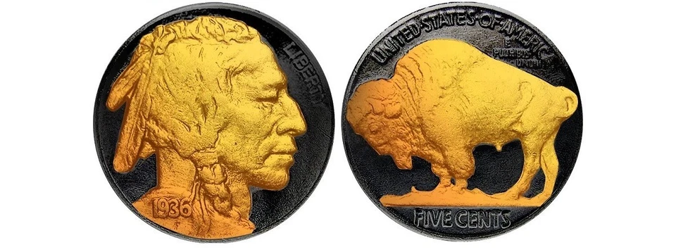 Collar de níquel cabeza india NEGRO 'n ORO - De colección - Chapado en oro y rutenio Foto 2 de 4