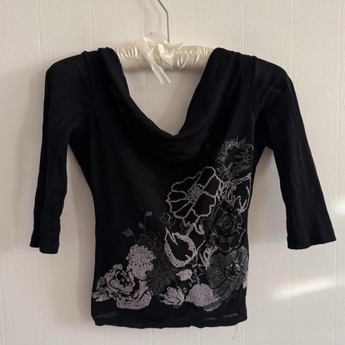 Y2K Vintage Backless Beaded Micro Mesh Layered Cowl/boat Neck Top Xoxo