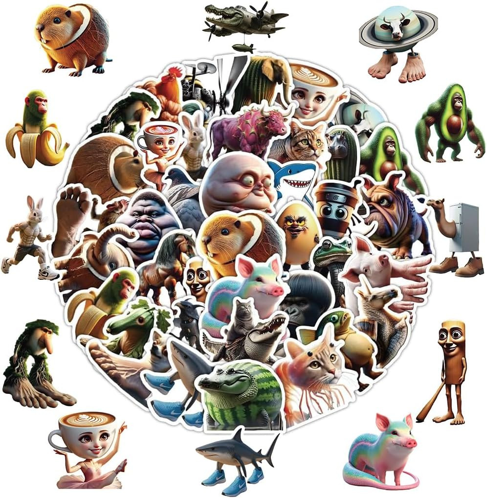 100Pcs Italian Brainrot Animals Stickers, Tralalero Tralala Stickers for Water B