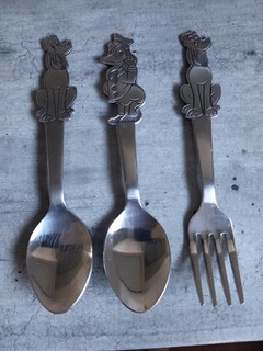 Walt Disney By Bonny Donald Duck and Pluto Stainless Childrens Fork and 2 spoons