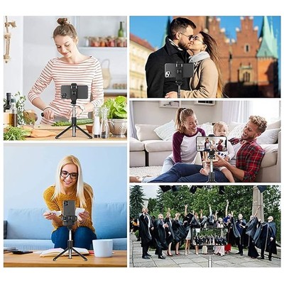 Bluetooth Selfie Stick with Remote Control & Extendable Pole for Smartphones gif