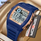 Luxury Brand Men'S LED Digital Sport Watch Waterproof Multifunction Tonneau Dial