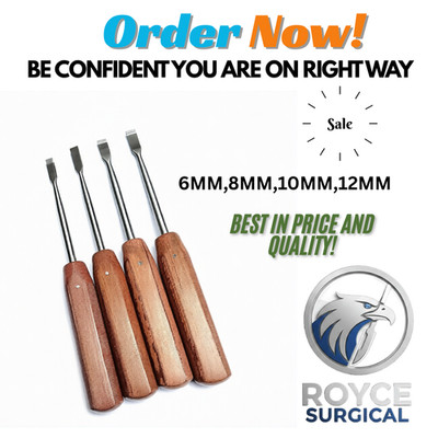 Bone Osteotome Chisel With Fiber Handle Orthopedic Surgical Instruments 4Pcs Set