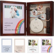 Dog Memorial Gifts Pet Shadow Box Wooden Picture Frame with Paw Print Keepsak...