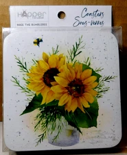 Hopper Studios~Bree The Bumblebee Set of 4 Cork Backed Coasters Boxed NEW!!