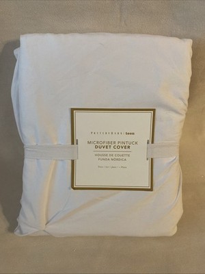 Pottery Barn Teen Recycled Microfiber Pintuck Duvet Cover ~ Twin ~ White