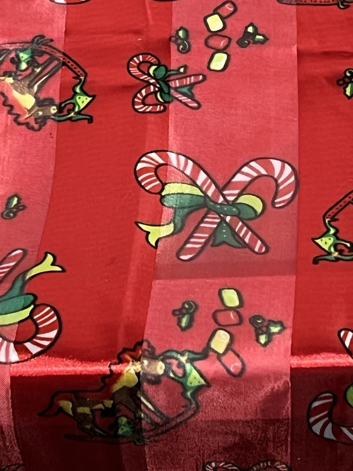 Vintage Christmas Table Runner 12” X 66”Candy Cane Rocking Horse Square End READ - Image 2 of 4
