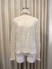 USED IVORY OPENWORK KNIT LONG SLEEVES VERYGOOD