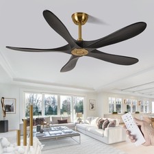 New Ecz 52 Inch Ceiling Fan Solid Wood Blades Quiet Remote No Light New Ecz 52 Inch Ceiling Fan Solid Wood Blades Quiet Remote No Light
