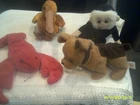 Vtg. Ty Beanie Babies-Tuffy, Beak, Mooch, Pinchers-TUSH tags-LOT B
