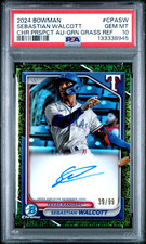 2024 Bowman Chrome Sebastian Walcott Green Grass Refractor Auto 39/99 PSA 10