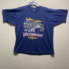 VTG Harley Davidson WESTMINSTER CALIFORNIA Shirt Mens XL Blue SS Motorcycle