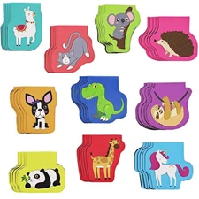 50-Pack Magnetic Bookmarks Clips for Kids, Bulk, 10 Animal Designs, 1.7x1.7 In
