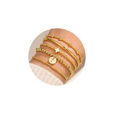 Gold Bead Cross Dainty Initial Charm Bracelet for Women Jewelry Gift