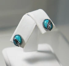 Montana Silversmiths Turquoise Feather Oval Stud Earrings ER5375 New In Box