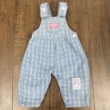 Vintage Baby OshKosh B Gosh Floral Striped Overalls Girls 6/9 Months Windmill