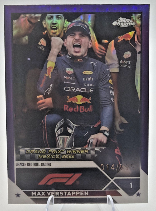 Max Verstappen 2023 Topps Chrome F1 Red Bull #163 Purple Refractor /399 GC0221