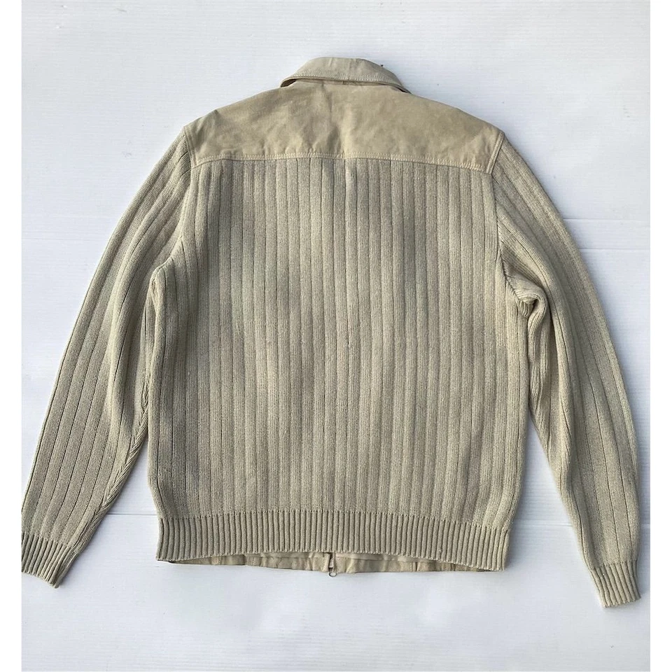 Chaqueta Bomber Adolfo Para Hombre XL Beige Informal Cremallera Completa Mangas Acanaladas Foto 2 de 4