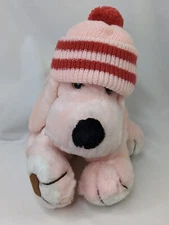 Antics Beagle Pink Dog Plush 9 Inch 1981 Knit Hat Stuffed Animal Toy