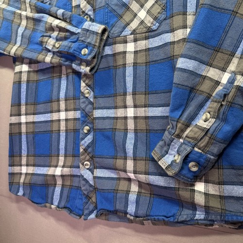 Pacific Crest Flannel Shirt Mens XL Blue Plaid Thick Lumberjack Pockets Outdoors - Picture 4 of 9