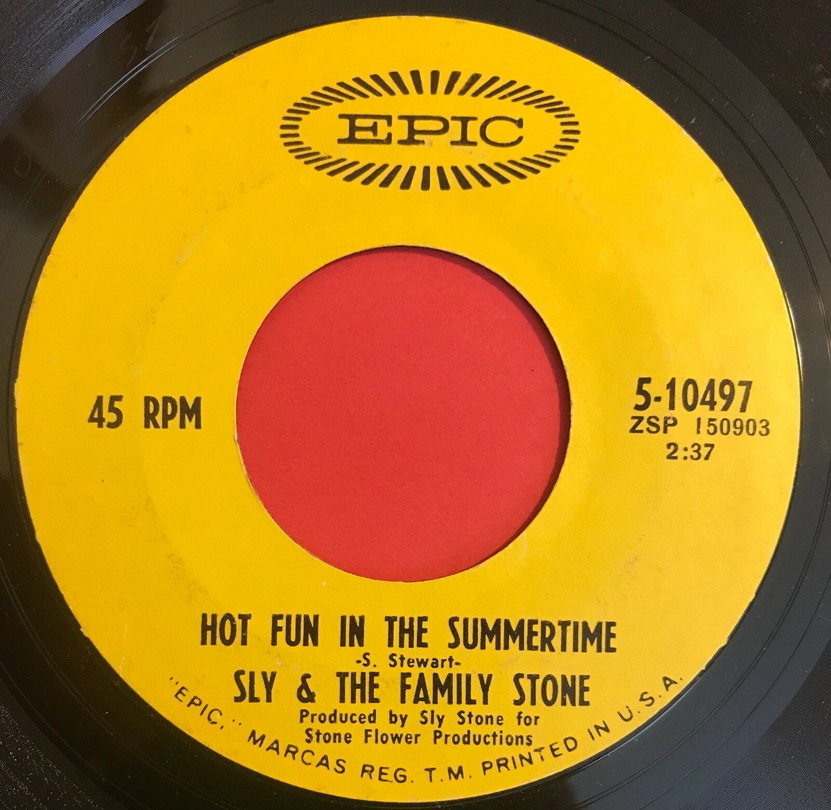 Sly & The Family Stone 45 RPM - Hot Fun In The Summertime