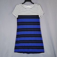 Calvin Klein Women's Pullover Dress Midi Short Sleeve Multicolor Stripe Size M