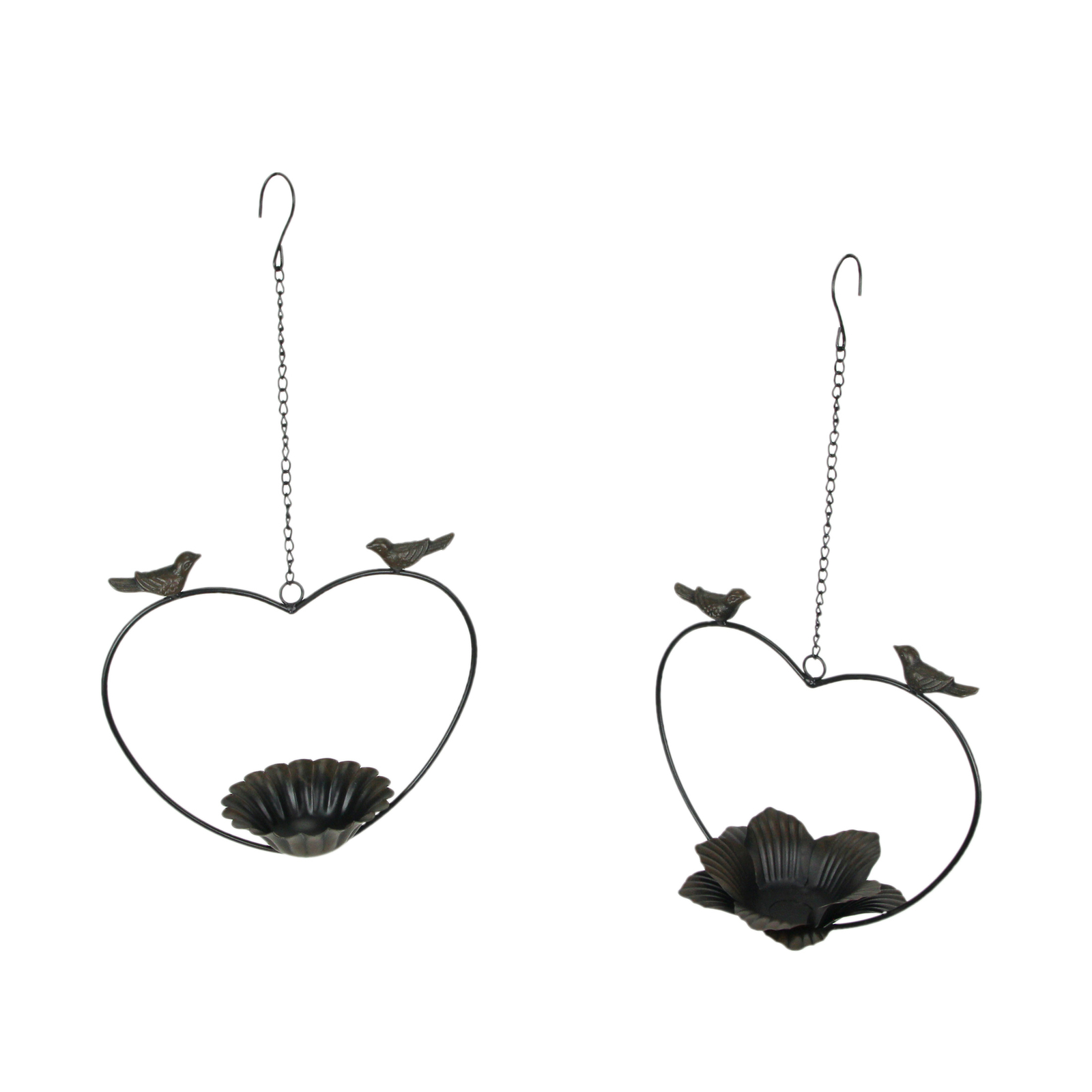 Set of 2 Rustic Metal Bird Hanging Planter Succulent Flower Basket Home Decor