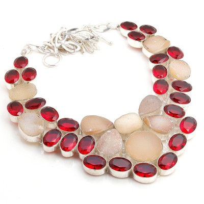 Titanium Druzy Garnet  Gemstone Handmade Necklace Jewellery Size 18 Inches