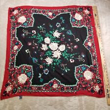 VTG 1988 Ginnie Johansen Rayon Polyester Scarf Floral Made in Japan
