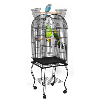 64 Inch Open Top Bird Cage with Removable Rolling Stand for Parrots Cockatiels