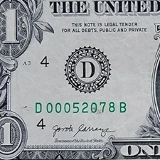 2017 $1 Fancy Low Serial Number Worthington Iowa Zip Code Leading 0s 52078