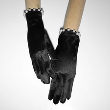 Women Gloves Gift Satin Gloves Flapper Silky Gloves Fashion 1 Pair Party Black