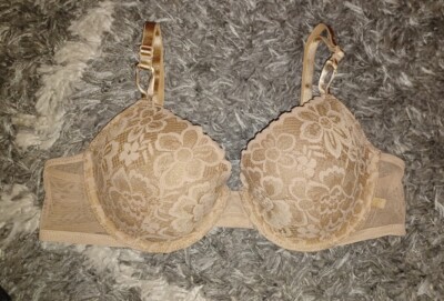 Vs mesh n floral lace  lightly lined bra NEW size 36b nude
