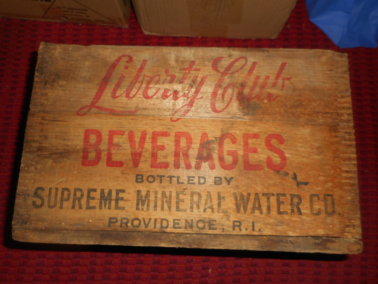 Liberty Club Beverages Wood Soda Box 1940's SUPREME MINERAL WATER PROVIDENCE RI