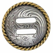 Western Equestrian Tack Antique Silver/Gold Rope Copper Slotted Concho's Set 6