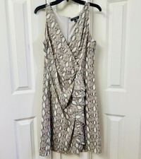 Ralph Lauren Freddie Georgette Snakeskin Print Ruffle Wrap Dress, Size-12