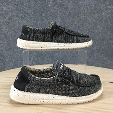 Hey Dude Shoes Youth 2 Wally Sox Skater Sneakers Black Lace Up Low Top Comfort