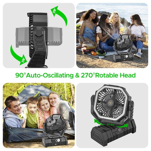 20000mAh Portable Camping Fan Battery Powered Tent Light Fan with LED Light Fan - Picture 2 of 9