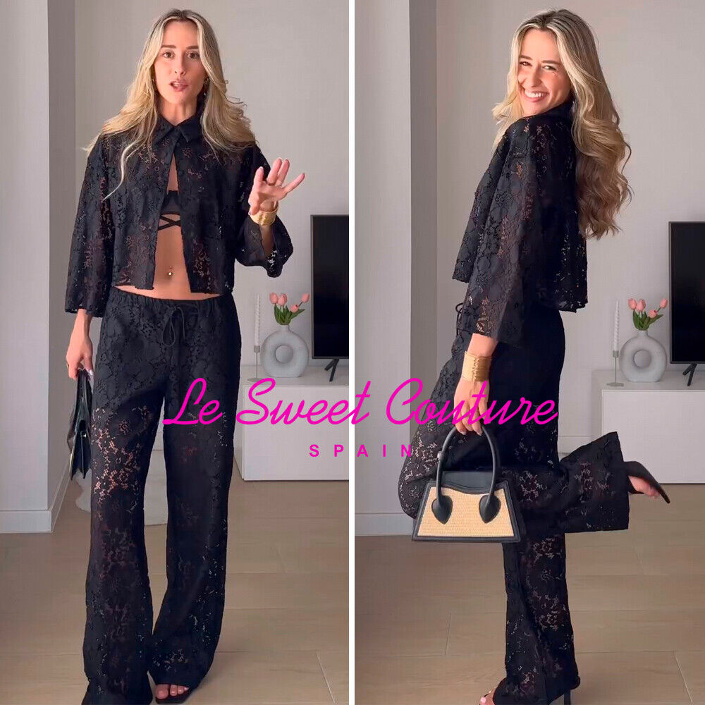 ZARA WOMAN NWT FW24 LACE CROPPED SHIRT TOP BLACK ALL SIZES ZARA WOMAN NWT FW24 LACE CROPPED SHIRT TOP BLACK ALL SIZES