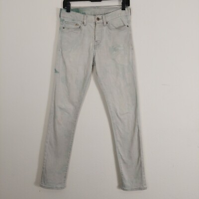 H&M Slim Low Waist Light Distressed Denim Jeans Button-Fly