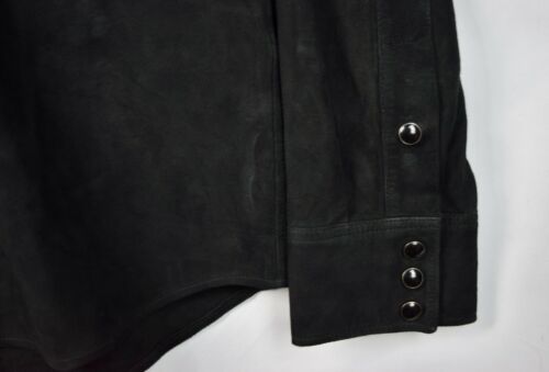 RRL Ralph Lauren Black Leather Western Suede Shirt Jacket Men's 2XL XXL - Picture 9 of 11